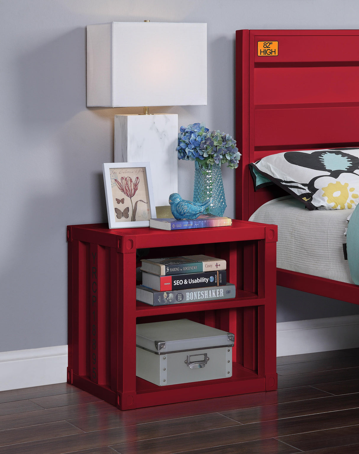 Cargo Red Nightstand (USB) - galleria furniture outlet