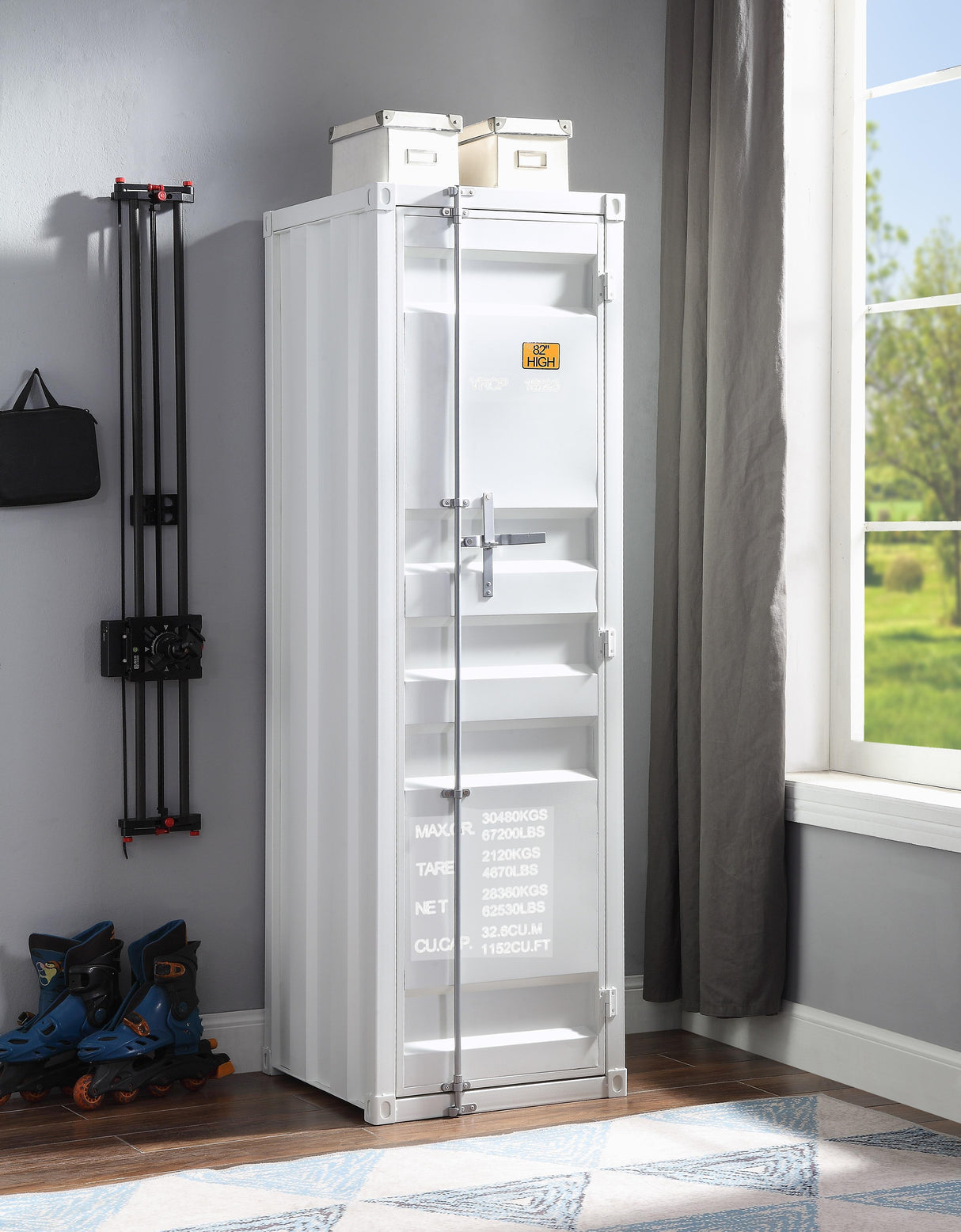 Cargo White Wardrobe (Single Door) - galleria furniture outlet