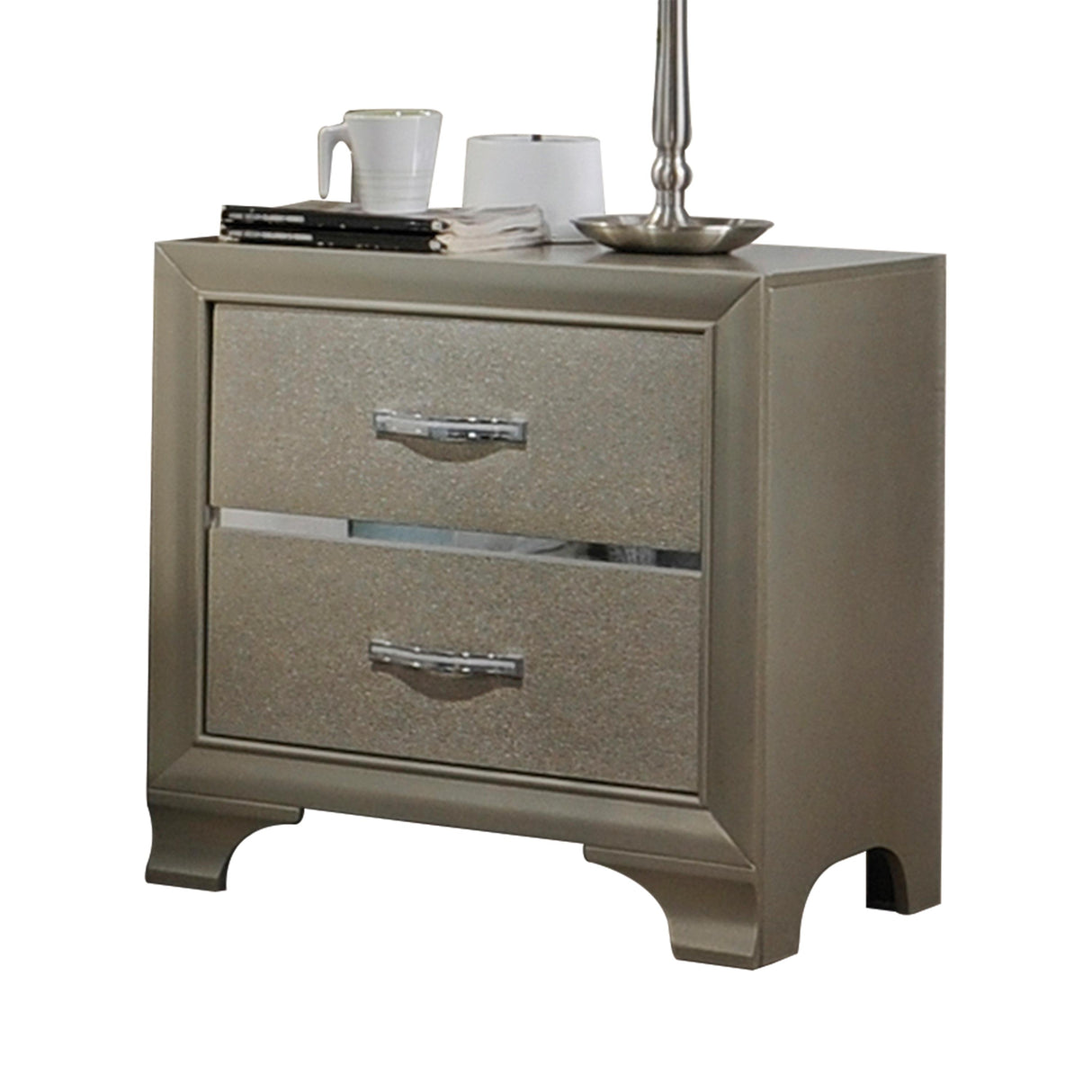 Carine Champagne Nightstand - galleria furniture outlet