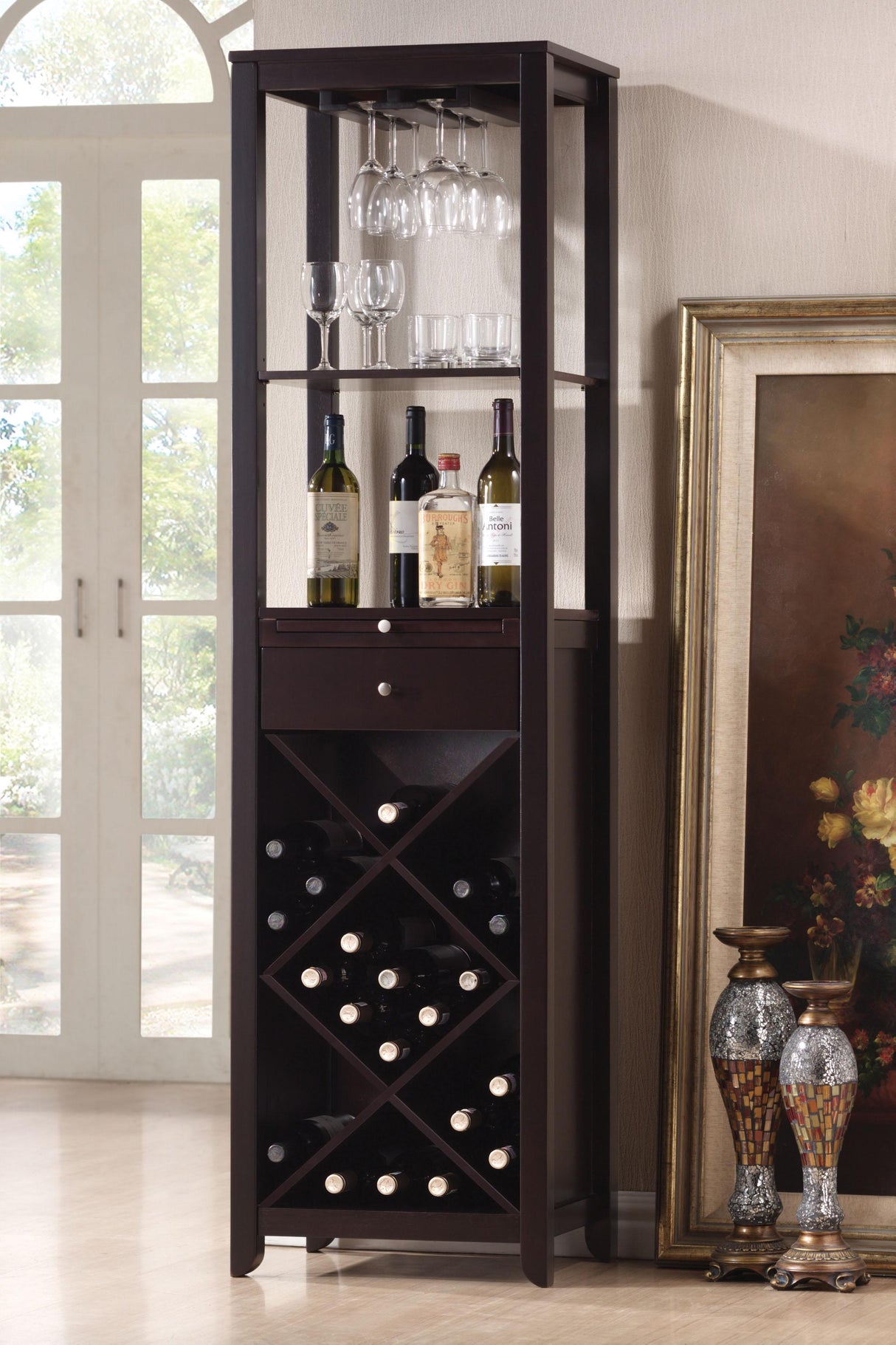 Casey Wenge Wine Cabinet - galleria furniture outlet