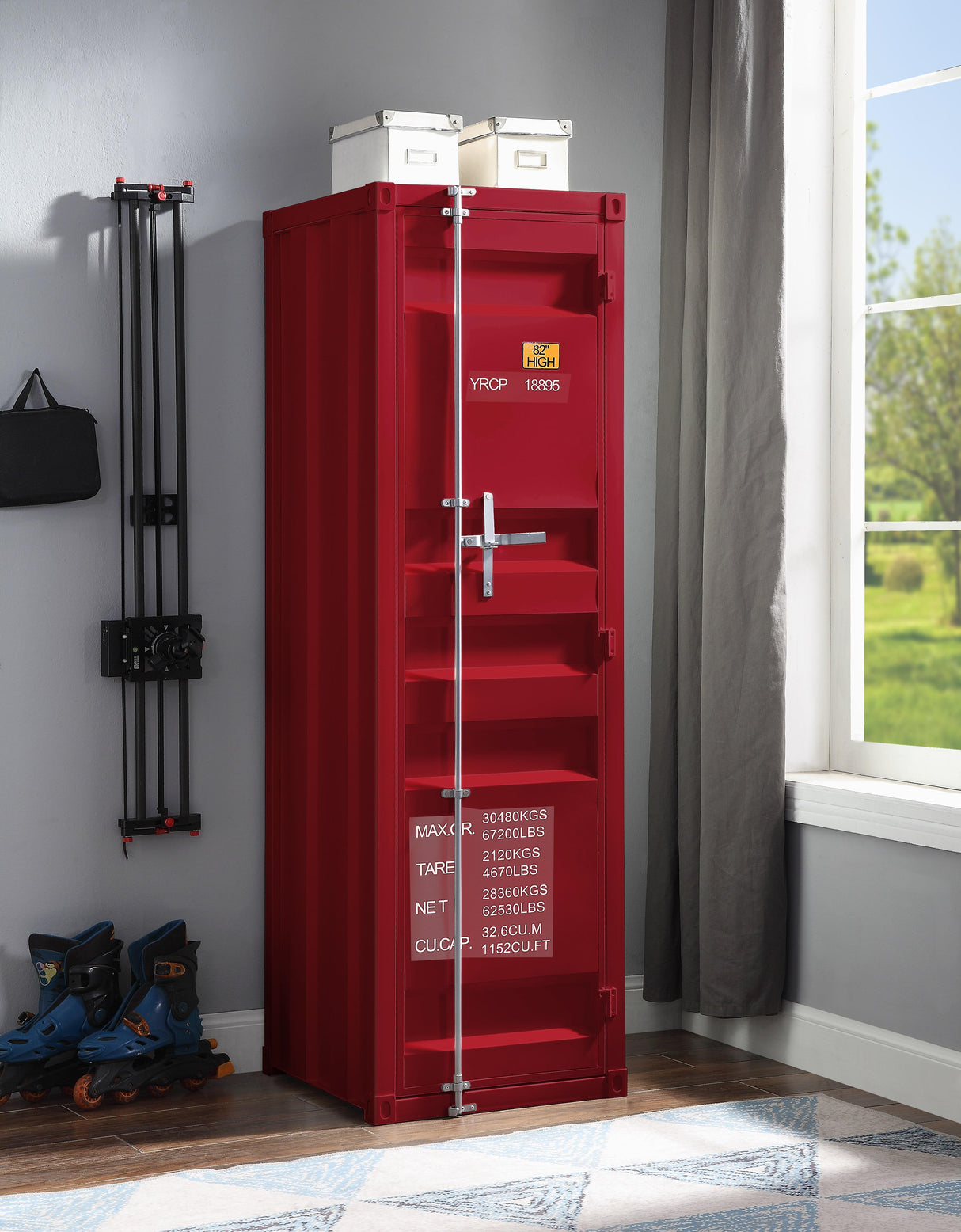 Cargo Red Wardrobe (Single Door) - galleria furniture outlet