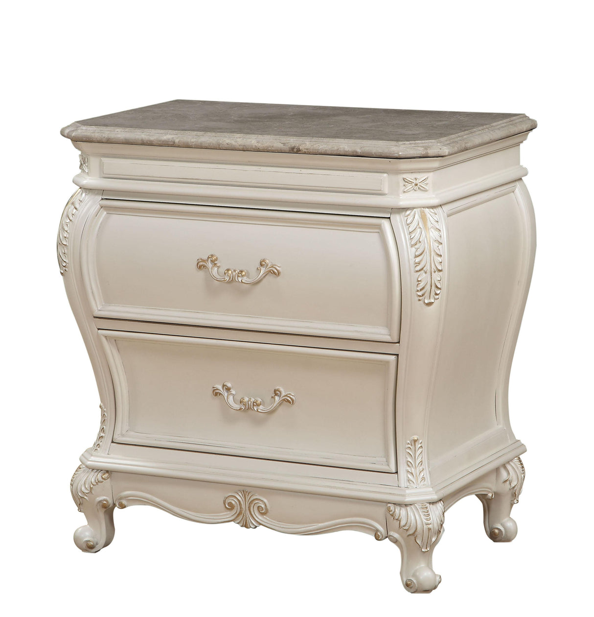 Chantelle Pearl White Nightstand - galleria furniture outlet