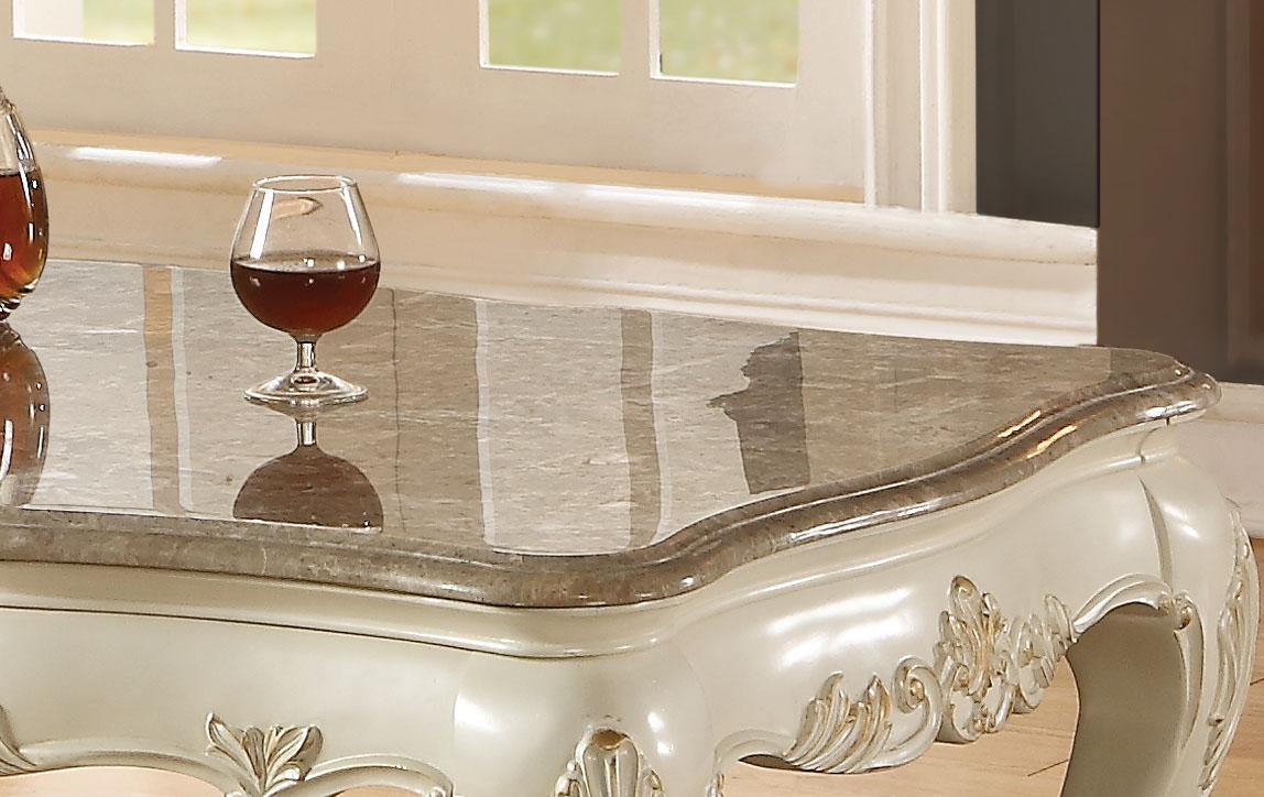 Chantelle Marble & Pearl White Coffee Table - galleria furniture outlet