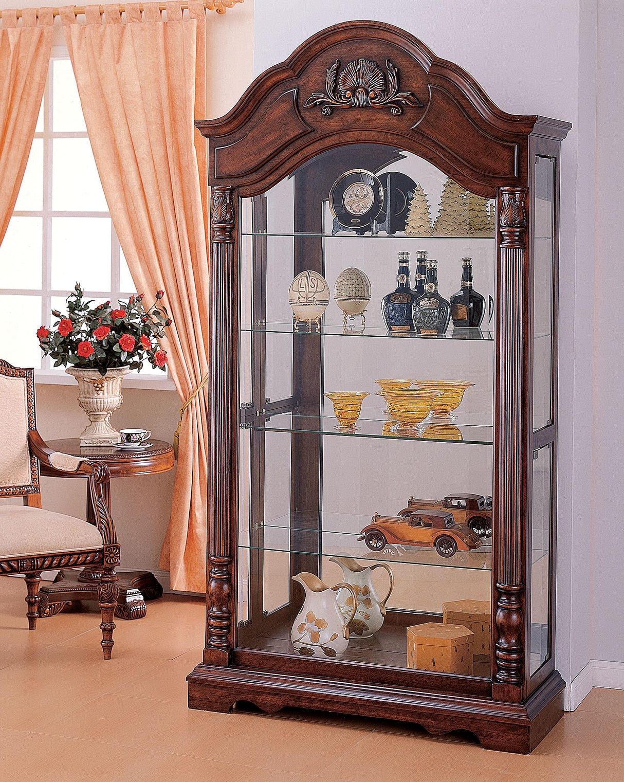 Denton Cherry Curio Cabinet - galleria furniture outlet