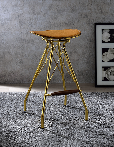 Dragea Whiskey PU & Gold Bar Stool - galleria furniture outlet