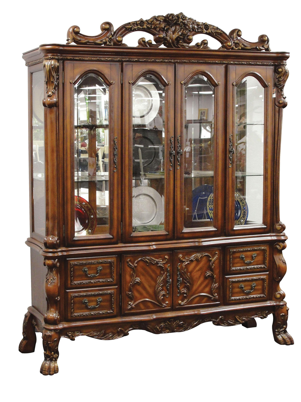 Dresden Cherry Oak Hutch & Buffet - galleria furniture outlet