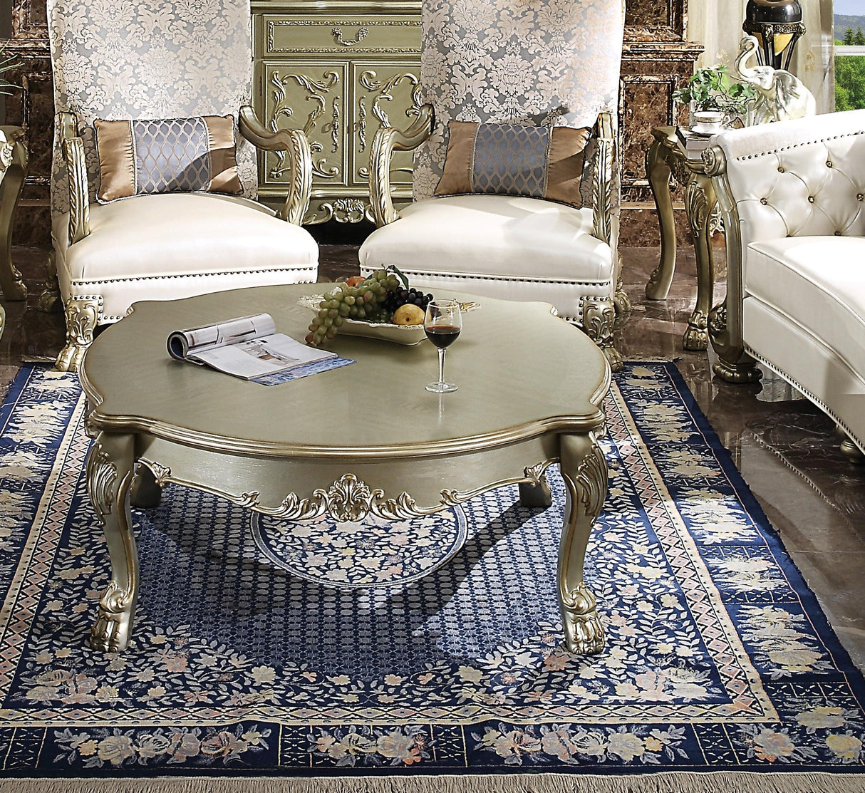 Dresden II Gold Patina & Bone Coffee Table - galleria furniture outlet