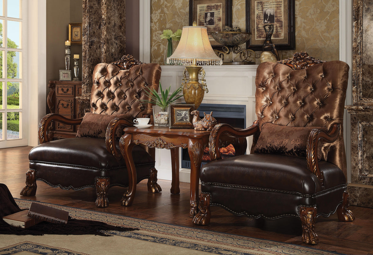 Dresden Golden Brown Velvet & Cherry Oak Chair & 1 Pillow - galleria furniture outlet