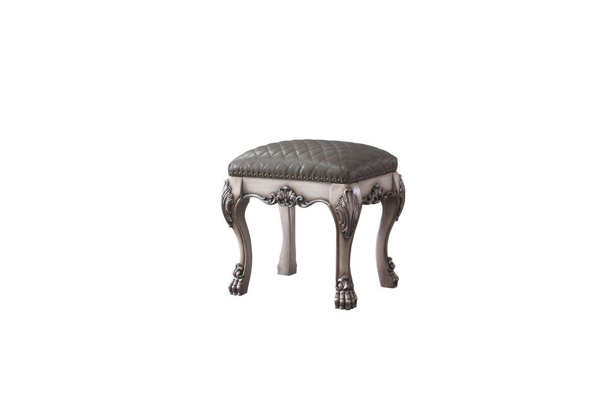 Dresden Vintage Bone White & PU Vanity Stool - galleria furniture outlet
