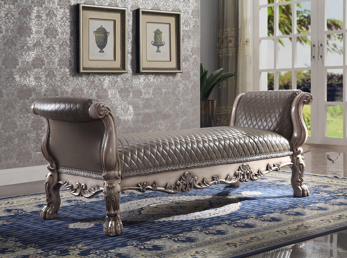 Dresden Vintage Bone White & PU Bench - galleria furniture outlet