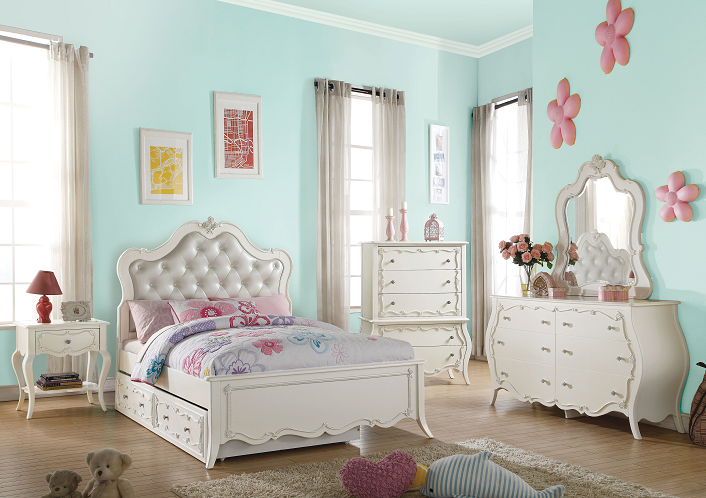 Edalene PU & Pearl White Full Bed - galleria furniture outlet