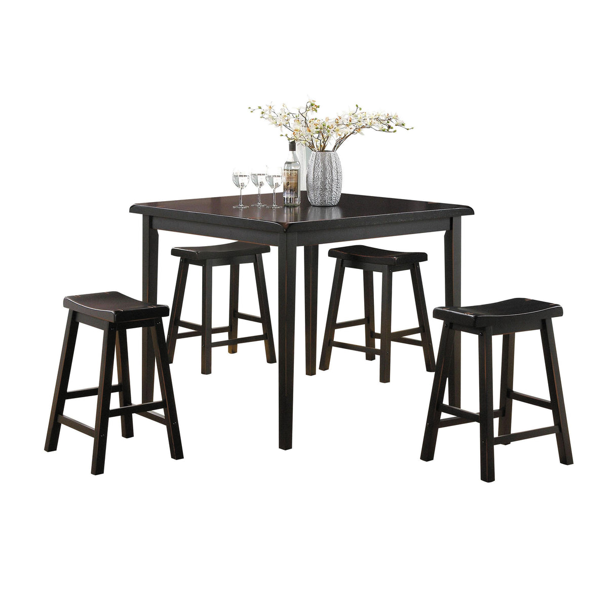 Gaucho Black Counter Height Set (5Pc Pk) - galleria furniture outlet
