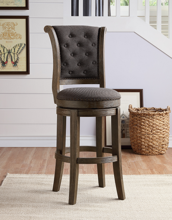 Glison Charcoal Fabric & Walnut Counter Height Chair (1Pc) - galleria furniture outlet