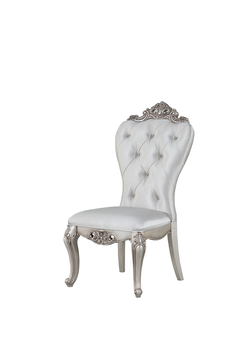 Gorsedd Cream Fabric & Antique White Side Chair - galleria furniture outlet