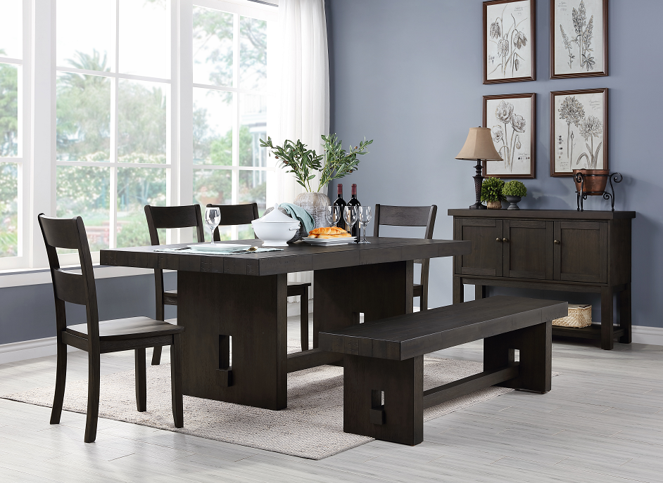 Haddie Distressed Walnut Dining Table - galleria furniture outlet