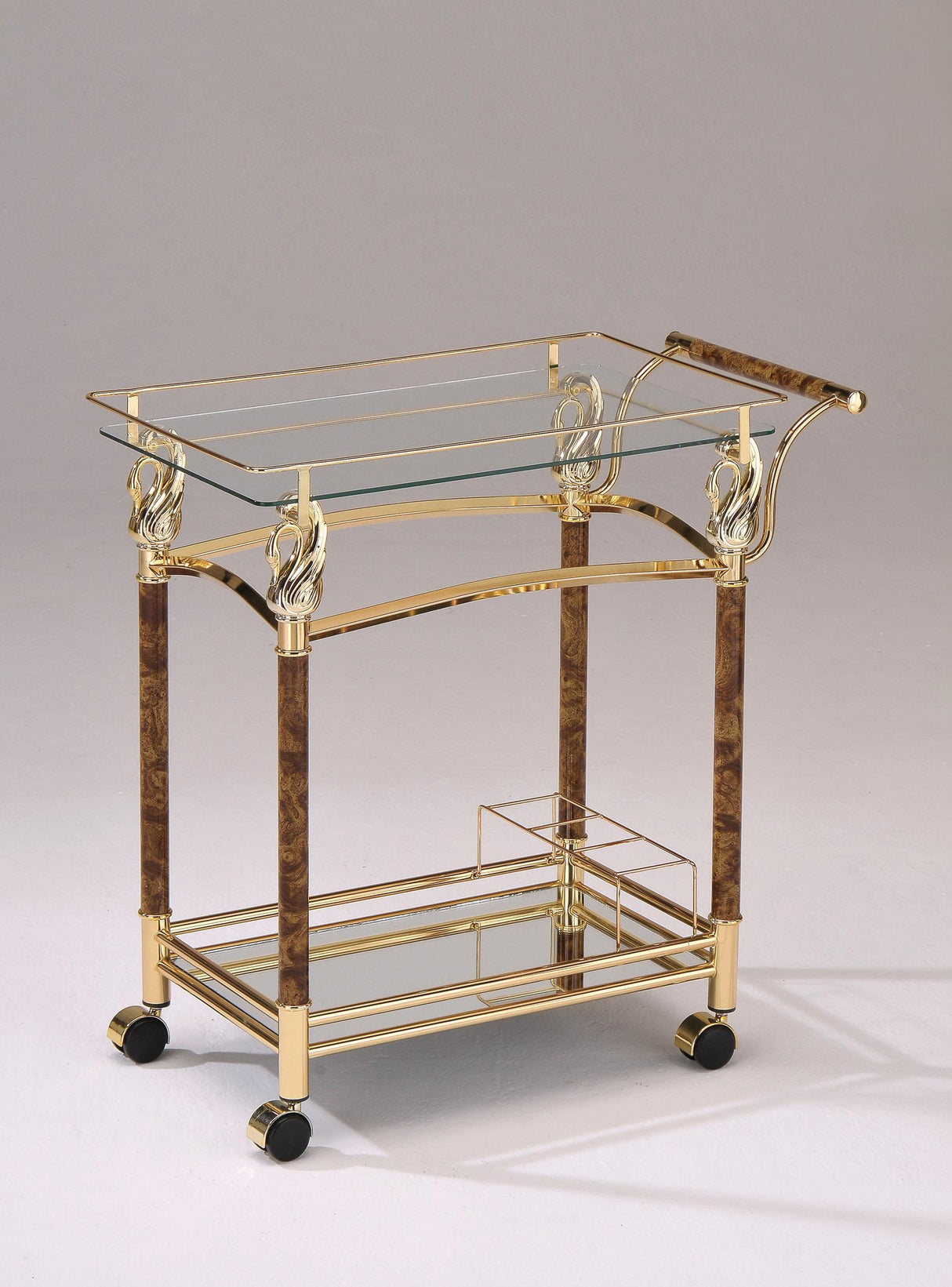 Helmut Gold Plated & Clear Glass - Tempered Serving Cart - galleria furniture outlet