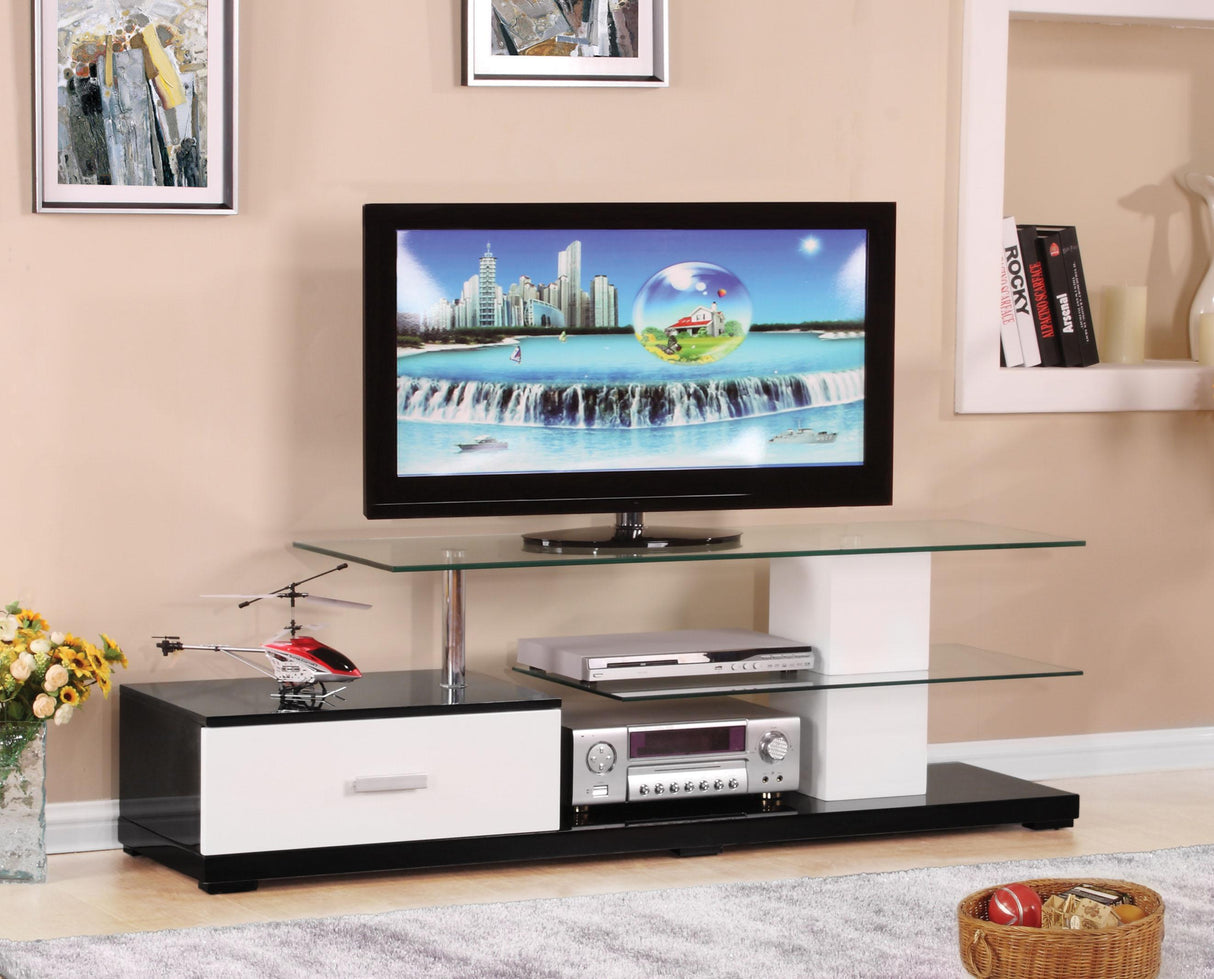 Ivana White & Black TV Stand - galleria furniture outlet
