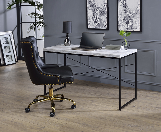 Jurgen Antique White & Black Desk - galleria furniture outlet