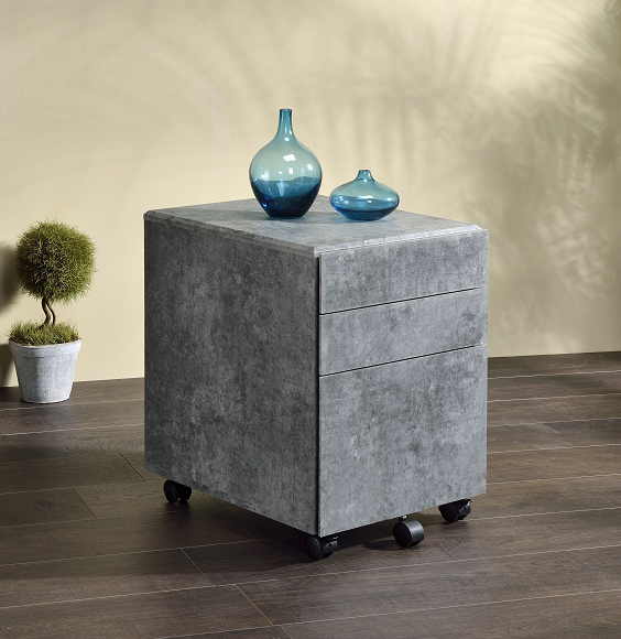 Jurgen Faux Concrete & Silver File Cabinet - galleria furniture outlet