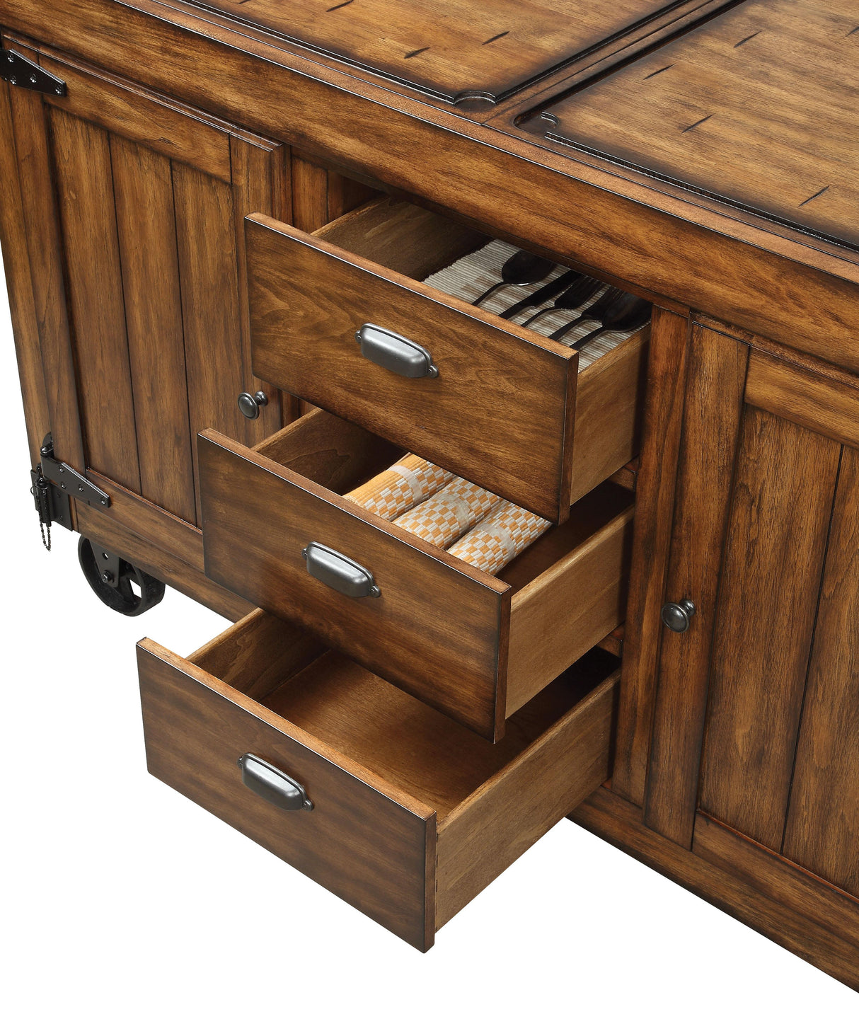 Kabili Antique Tobacco Kitchen Cart - galleria furniture outlet