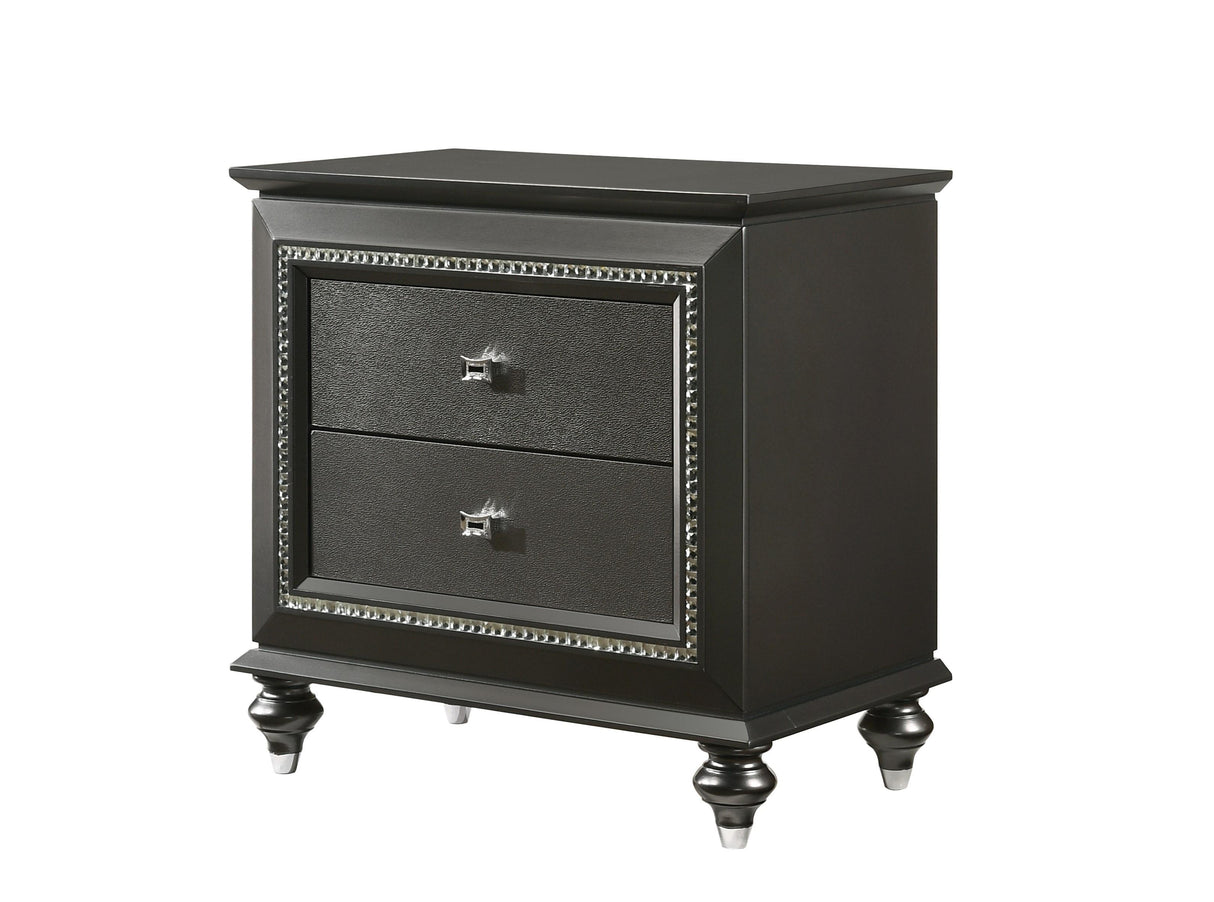 Kaitlyn Metallic Gray Nightstand - galleria furniture outlet