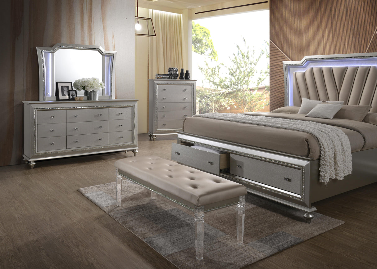 Kaitlyn PU & Clear Acrylic Bench - galleria furniture outlet