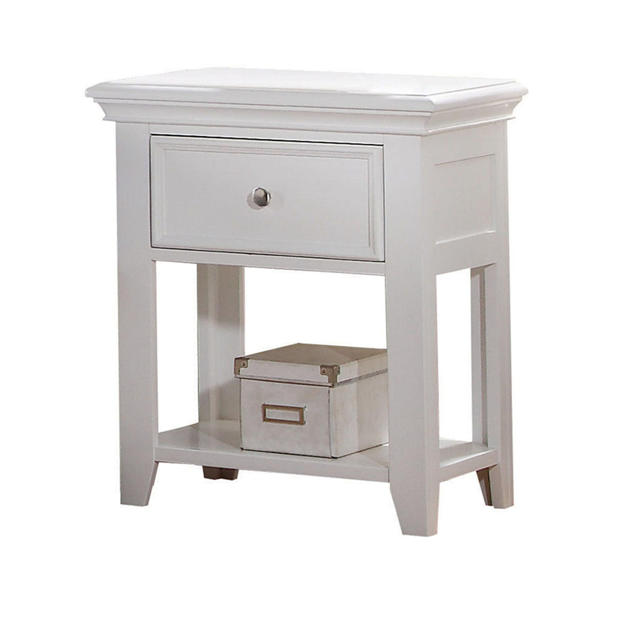 Lacey White Nightstand (1 DRAWER) - galleria furniture outlet