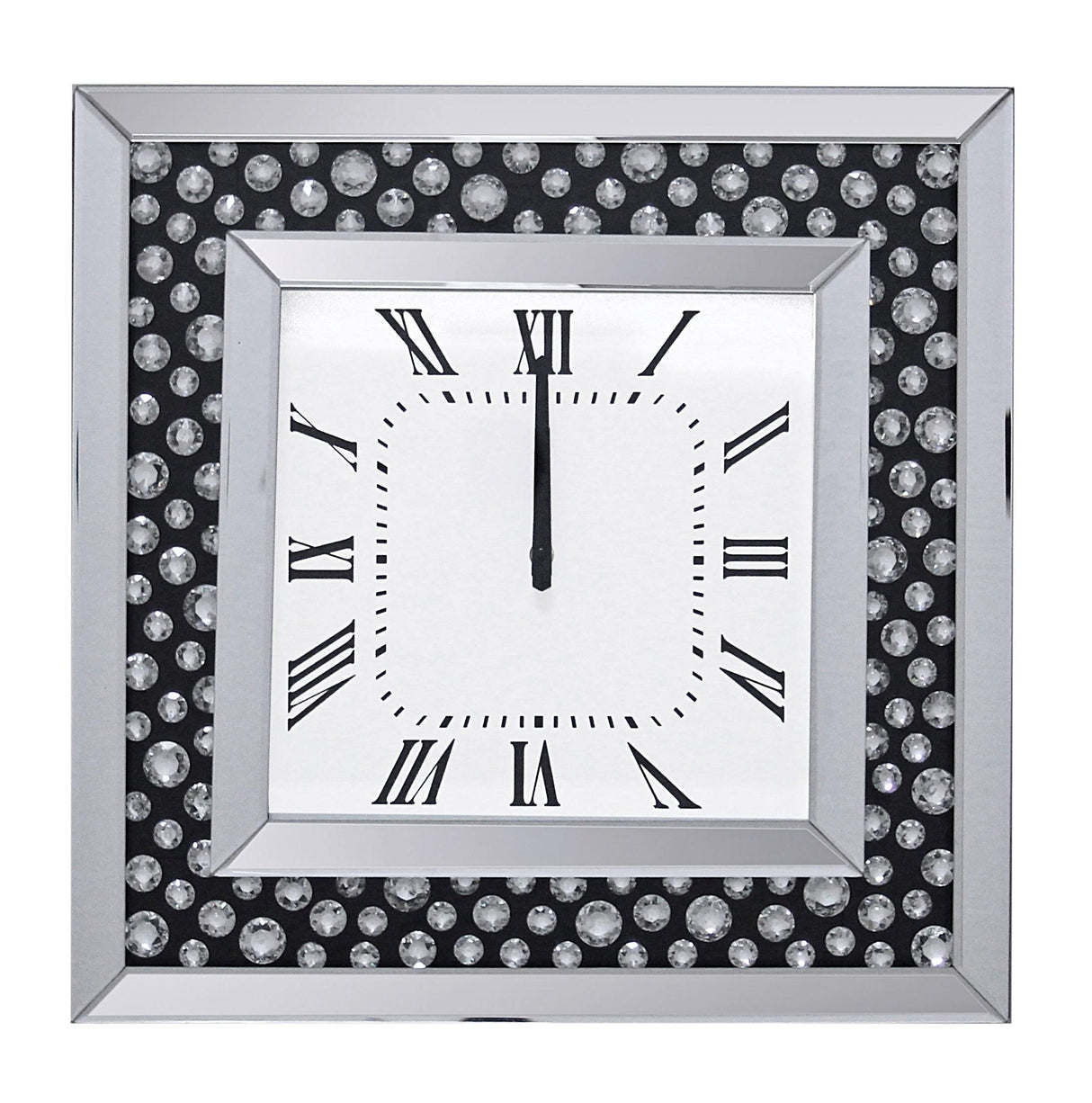 Marku Mirrored & Faux GemStones Wall Clock - galleria furniture outlet