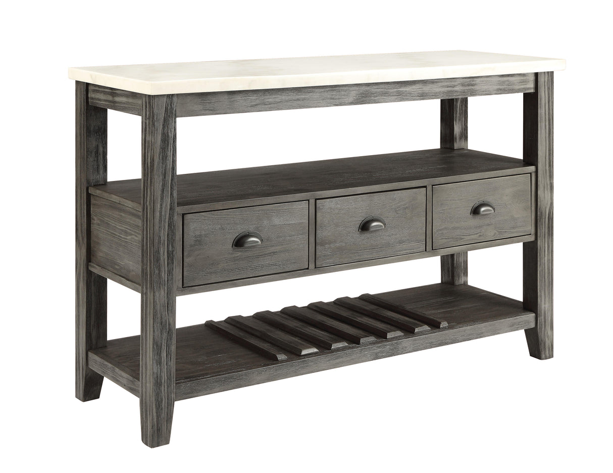 Merel White Marble & Gray Oak Server - galleria furniture outlet