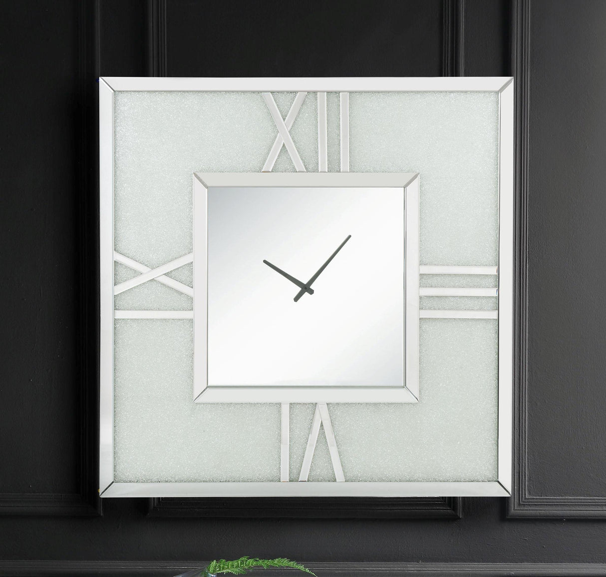 Noralie Mirrored & Faux Diamonds Wall Clock (LED) - galleria furniture outlet