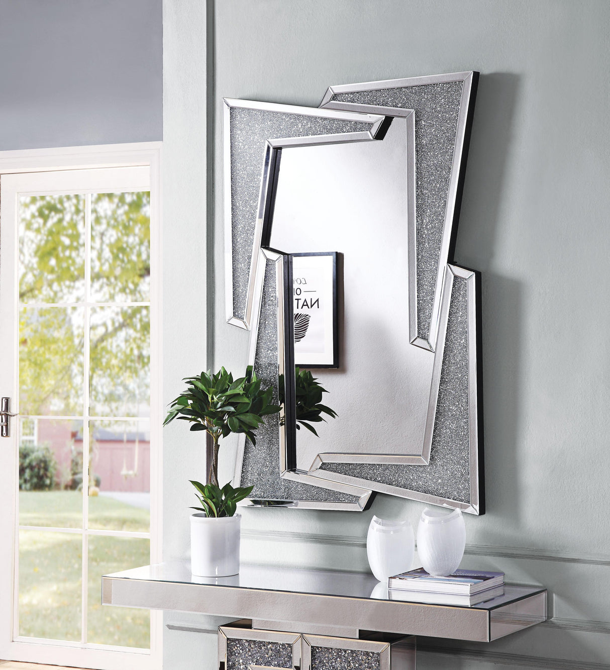 Noralie Mirrored & Faux Diamonds Wall Decor - galleria furniture outlet