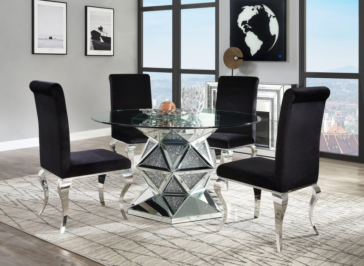 Noralie Mirrored & Faux Diamonds Dining Table - galleria furniture outlet