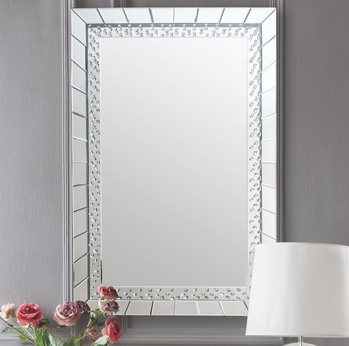 Nysa Mirrored & Faux Crystals Console Table - galleria furniture outlet