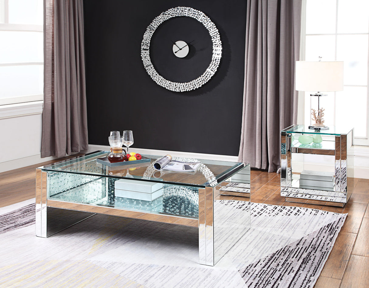 Nysa Mirrored & Faux Crystals Coffee Table - galleria furniture outlet