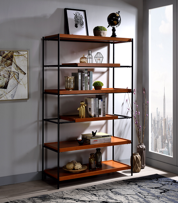 Oaken Honey Oak & Black Bookshelf - galleria furniture outlet