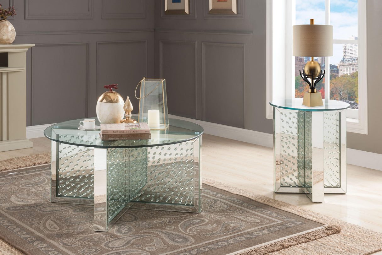 Nysa Mirrored & Faux Crystals Coffee Table - galleria furniture outlet