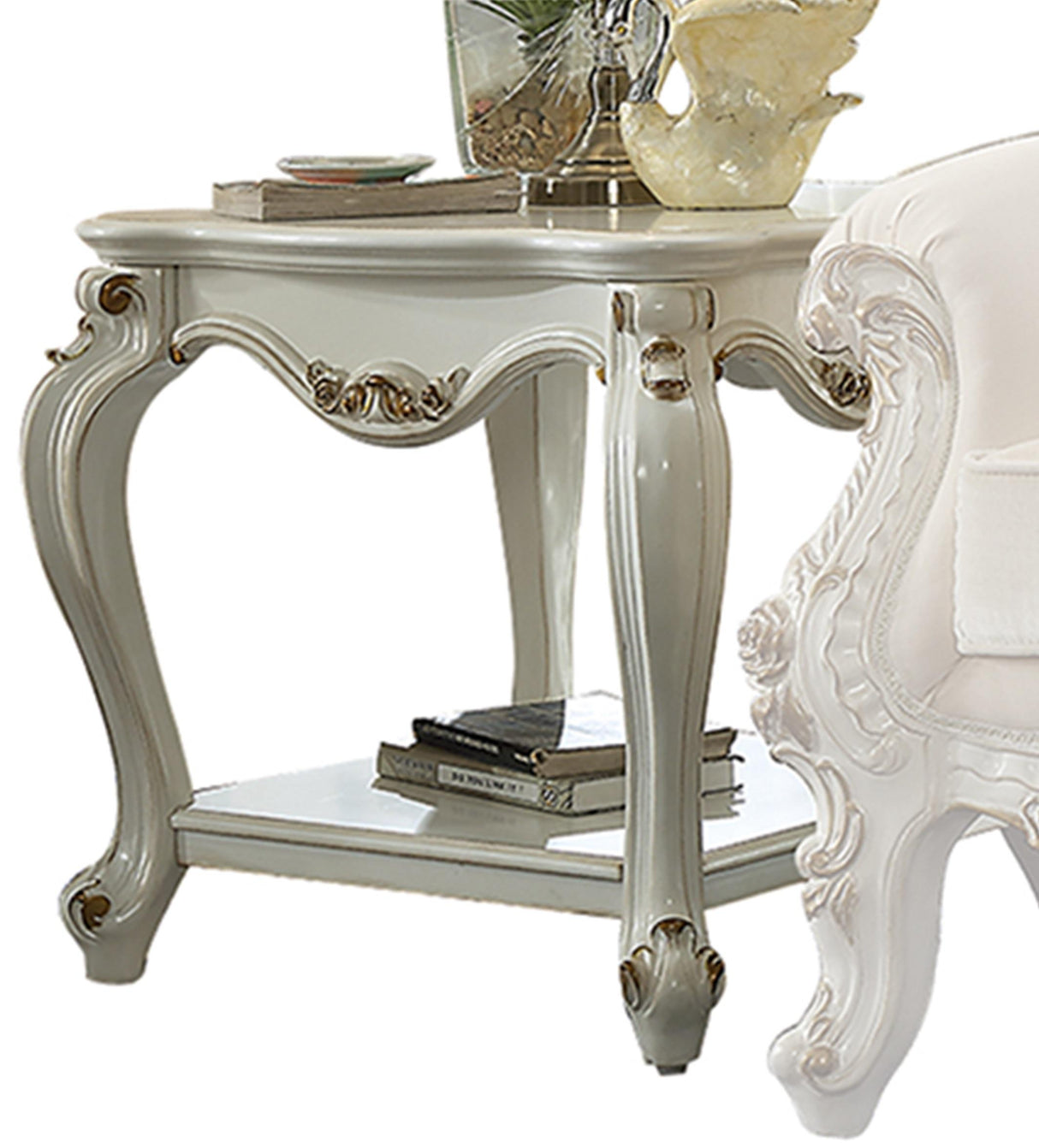Picardy Antique Pearl End Table - galleria furniture outlet