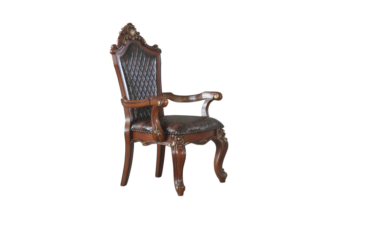 Picardy Cherry Oak & PU Arm Chair - galleria furniture outlet