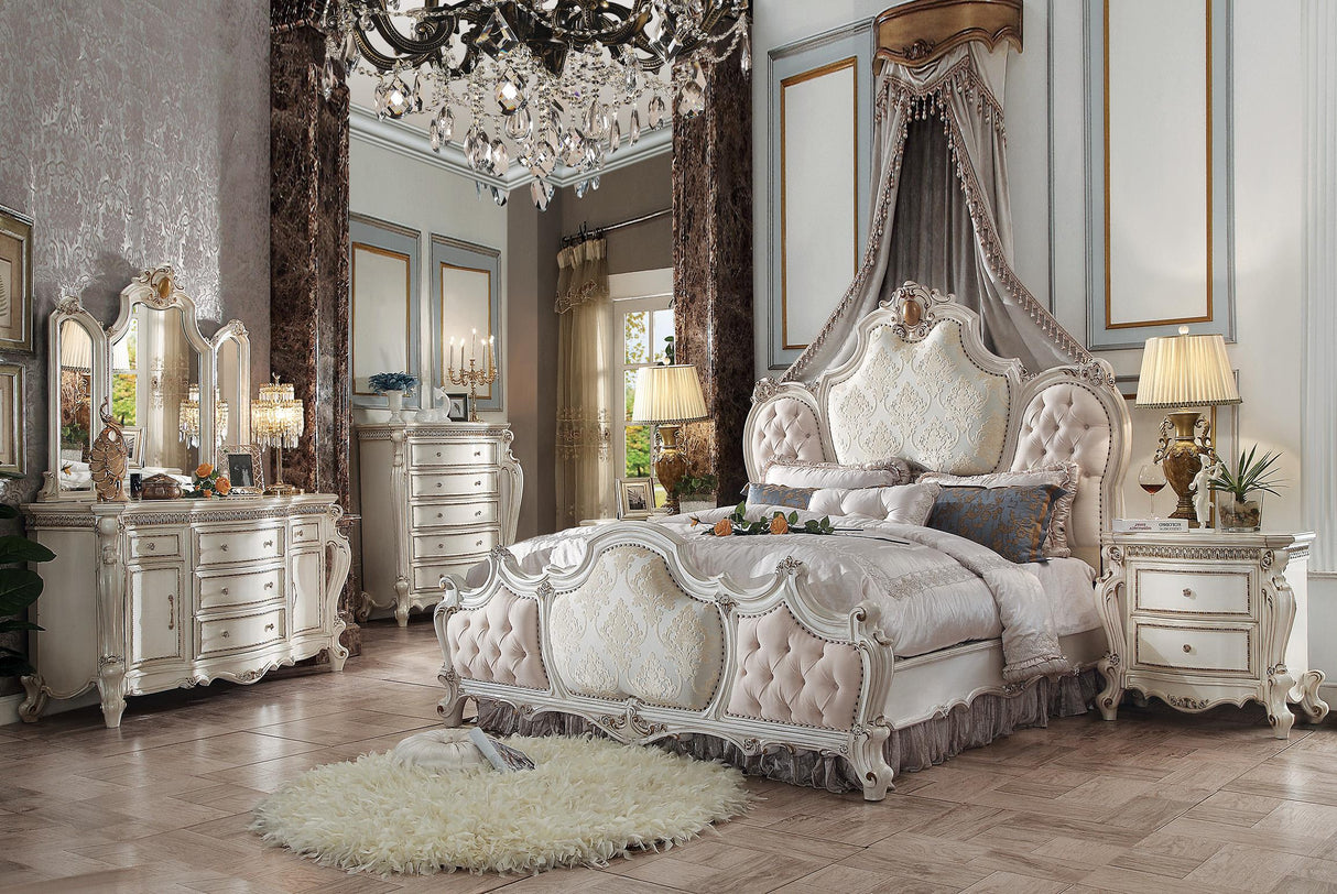 Picardy Fabric & Antique Pearl Eastern King Bed - galleria furniture outlet