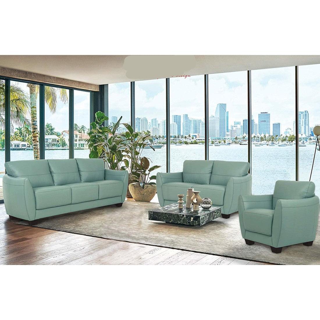 Valeria Watery Leather 3-Piece Living Room Set - galleria furniture outlet