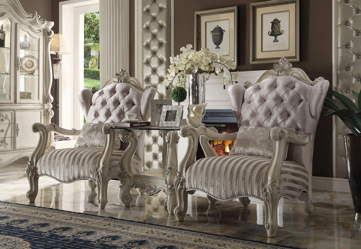 Versailles Ivory Velvet & Bone White Chair & 1 Pillow - galleria furniture outlet
