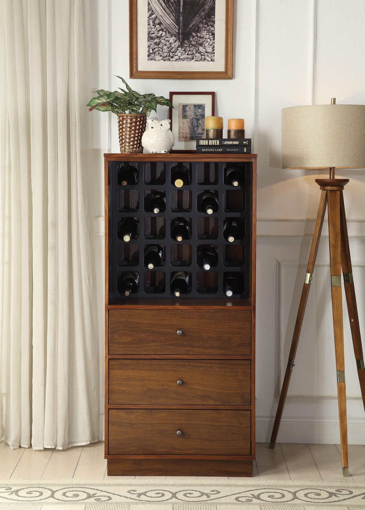 Wiesta Walnut Wine Cabinet - galleria furniture outlet