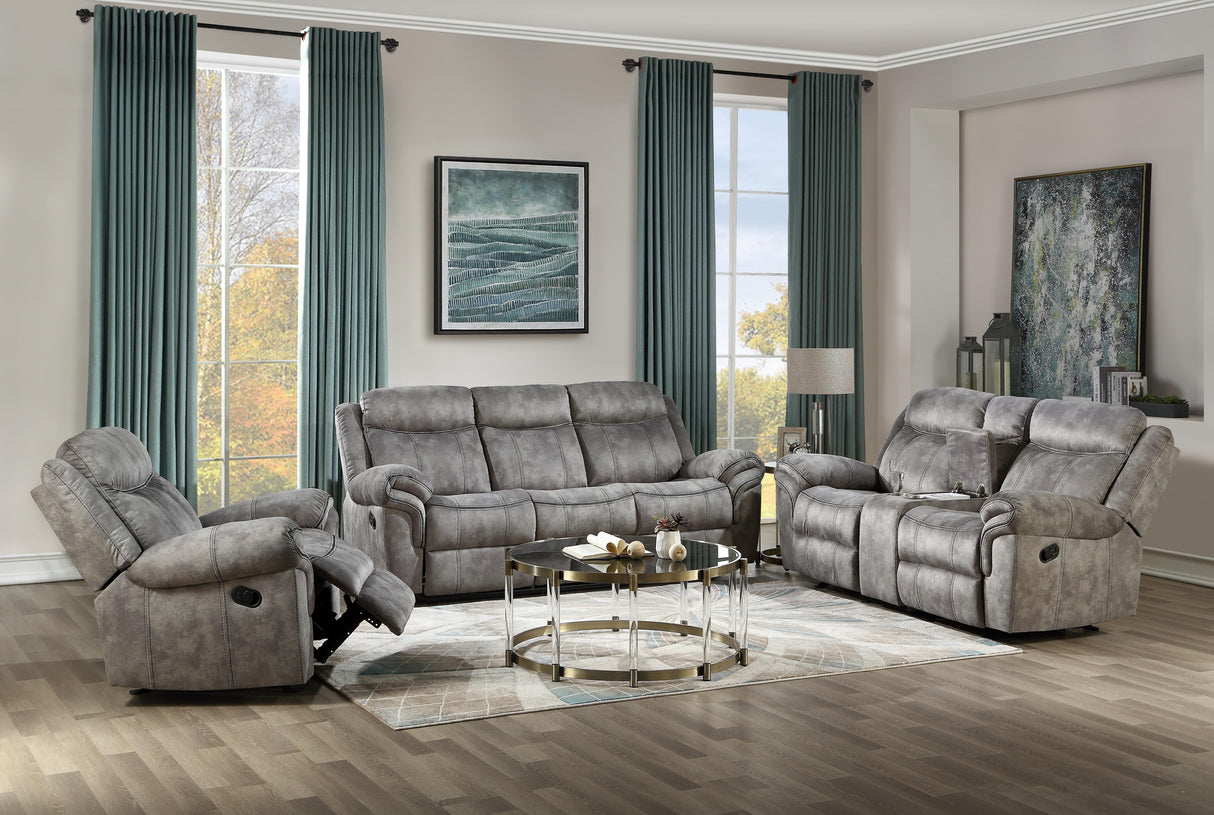 Zubaida 2-Tone Gray Velvet Sofa (Glider & Motion) - galleria furniture outlet