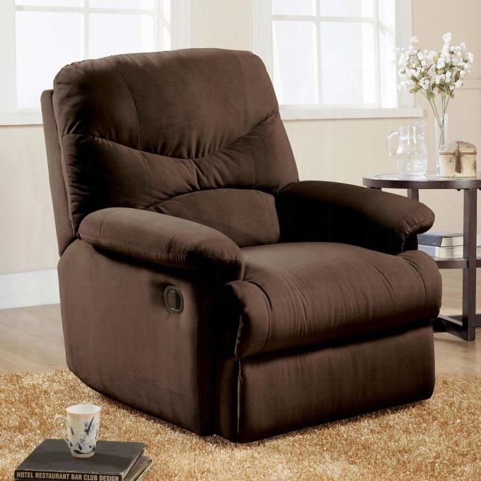 Arcadia Chocolate Microfiber Recliner (Motion) - galleria furniture outlet