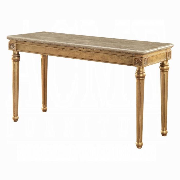 Acme Furniture Daesha Sofa Table in Marble/Antique Gold 81718 - galleria furniture outlet