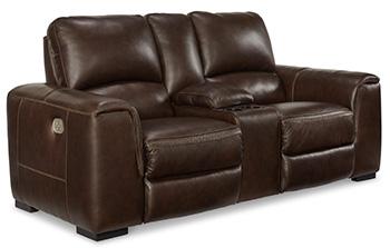 Alessandro Power Reclining Loveseat with Console - galleria furniture outlet