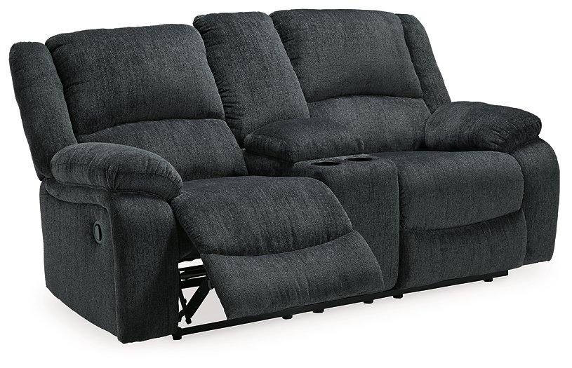 Draycoll Reclining Loveseat with Console - galleria furniture outlet
