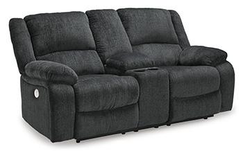 Draycoll Power Reclining Loveseat with Console - galleria furniture outlet