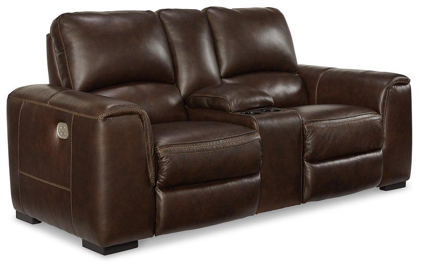 Alessandro Power Reclining Loveseat with Console - galleria furniture outlet