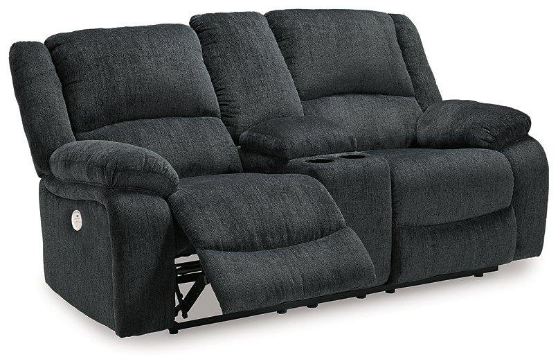 Draycoll Power Reclining Loveseat with Console - galleria furniture outlet